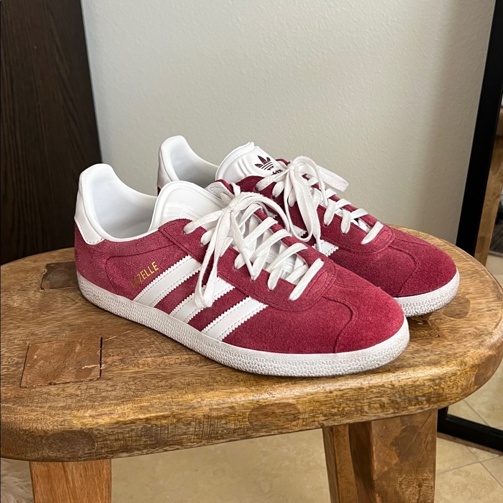 Adidas Gazelle Burgundy and White Shoes